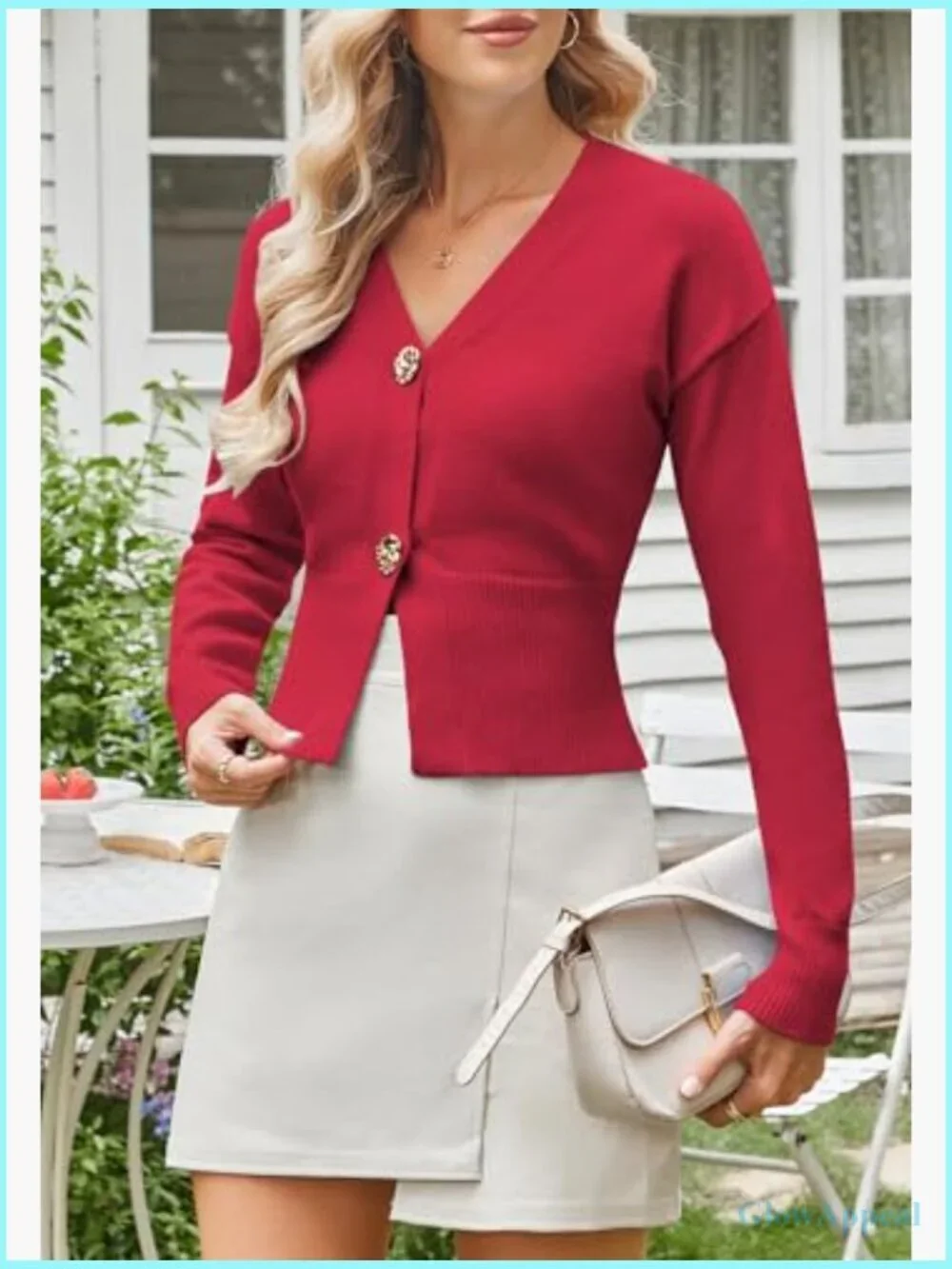 Lightweight Cropped Cardigan V-Neck Button Down Knit Sweater Office Casual